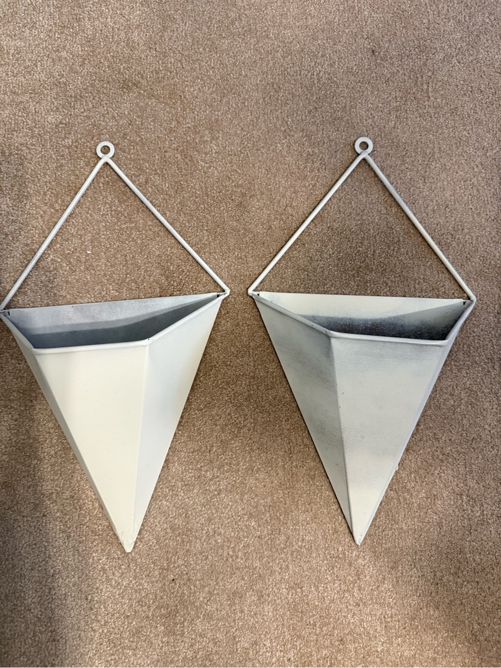 White Geometric Hanging Wall Planter Pair